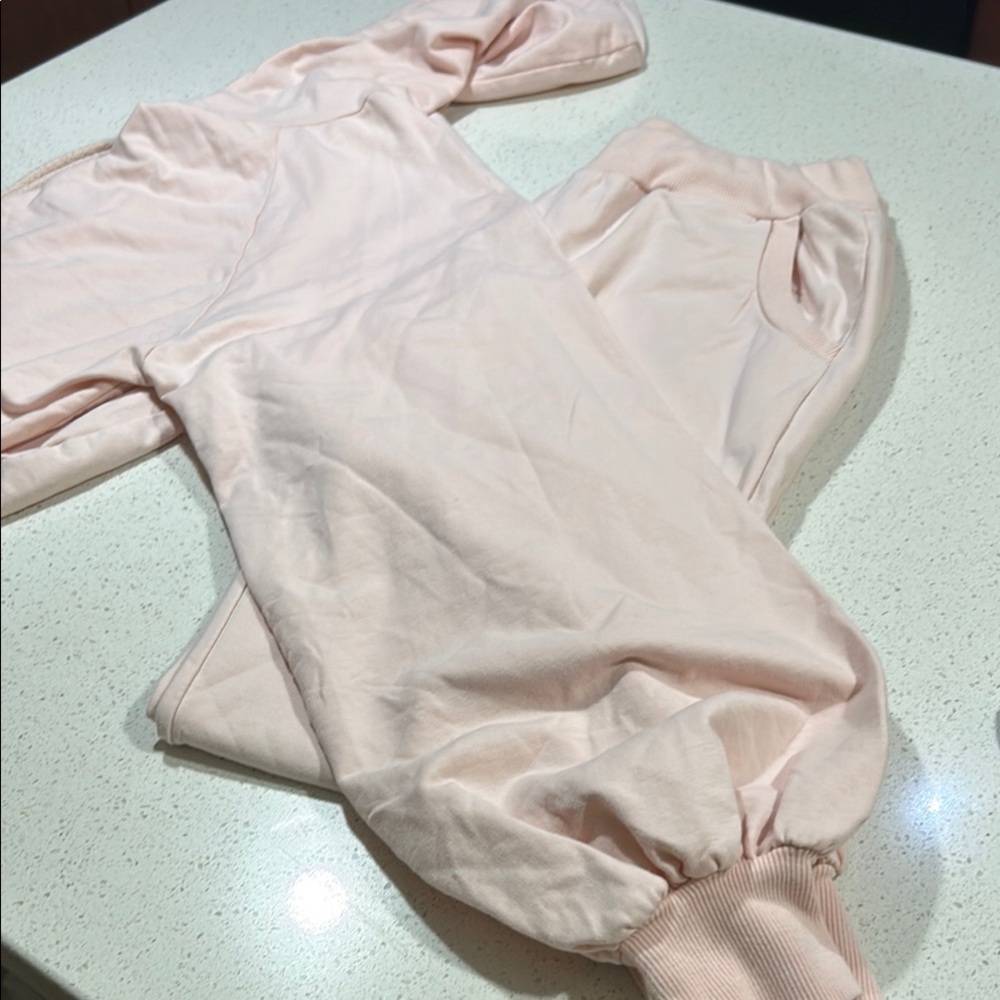 5/25$This Is 2 Of 5!! Baby Pink Hoodie & Sweatpants Set Loungewear small - Picture 11 of 16